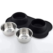 Antislip Double Stainless Steel Food Bowl - Essentialshouses