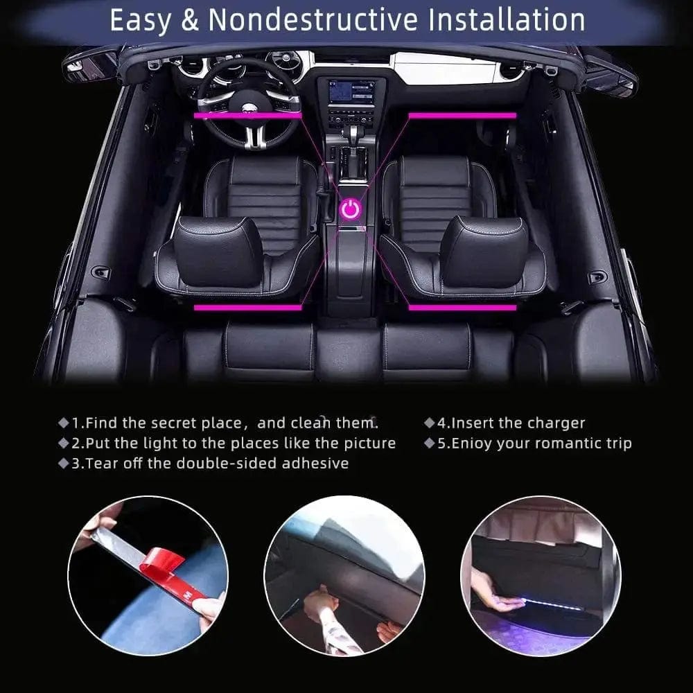 Car Interior Ambient Foot Strip Light Kit - Essentialshouses