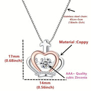 Crown Zircon Necklace With Message Card - Essentialshouses