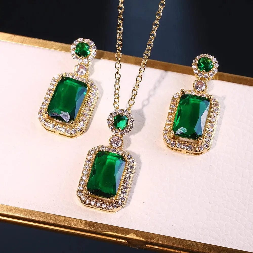 Emerald 18k Gold Plated Jewelry Sets - Essentialshouses