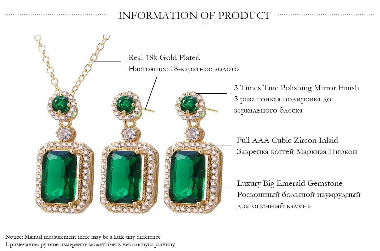 Emerald 18k Gold Plated Jewelry Sets - Essentialshouses