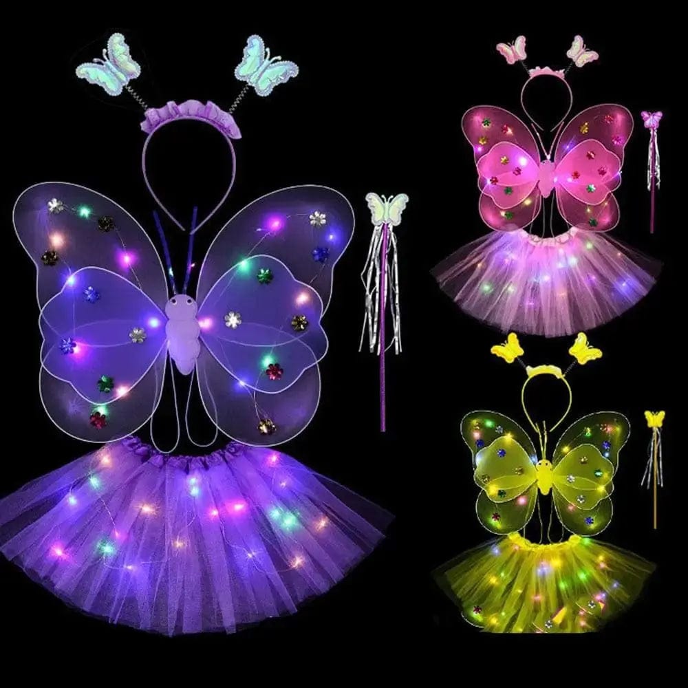 Girls Luminous Angel Wings Skirt Light Suit - Essentialshouses