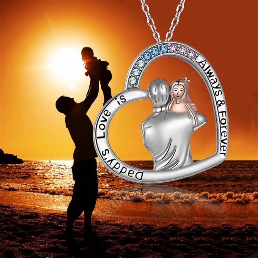Heart Shape Rhinestone Dad Love Necklace - Essentialshouses
