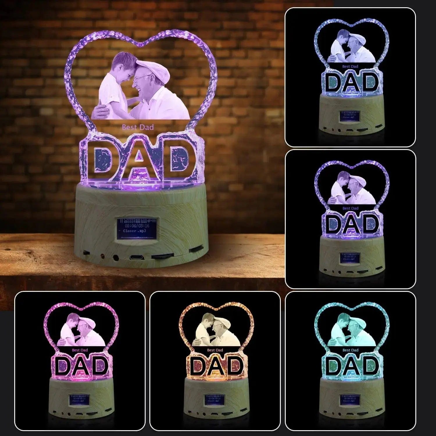 Love Crystal Picture Text Night Light - Essentialshouses