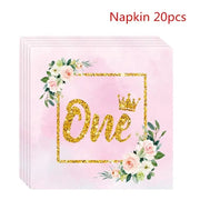 Pink Flower Crown Disposable Tableware - Essentialshouses