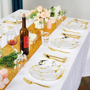 Disposable White Gold Plastic Dinnerware Set - Essentialshouses