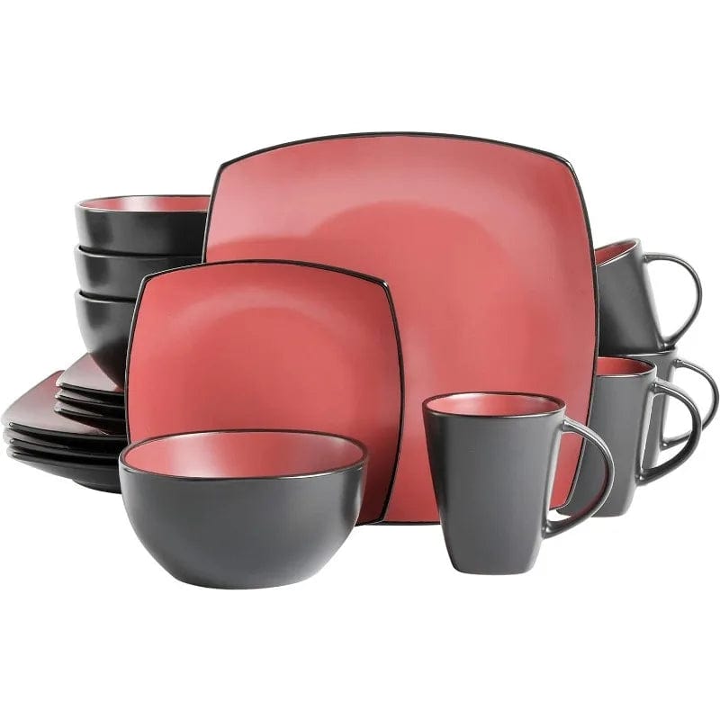 Square Reactive Glaze Stoneware Dinnerware Set - Essentialshouses