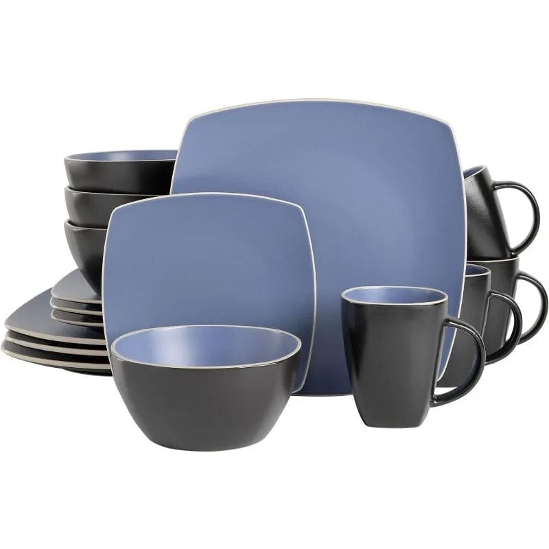 Square Reactive Glaze Stoneware Dinnerware Set - Essentialshouses