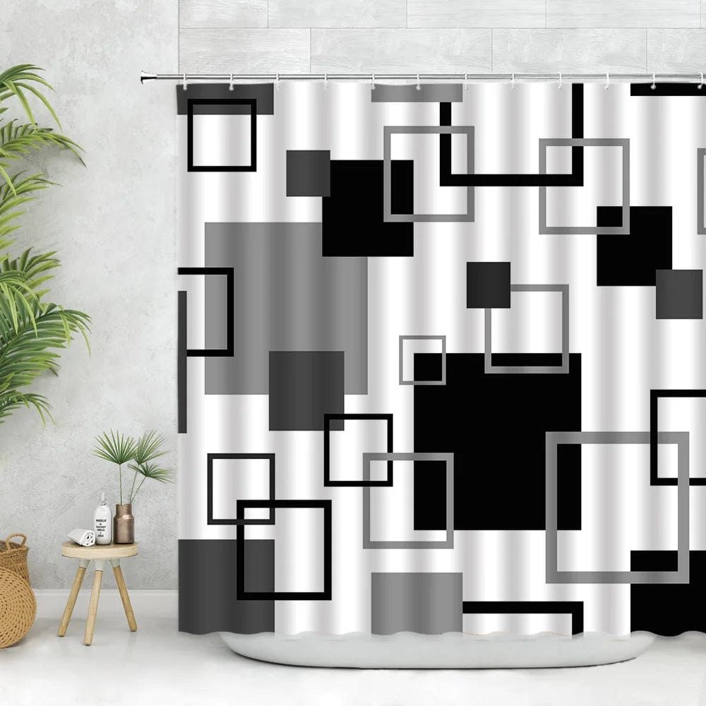 Bathroom Fabric Geometric Shower Curtain - Essentialshouses