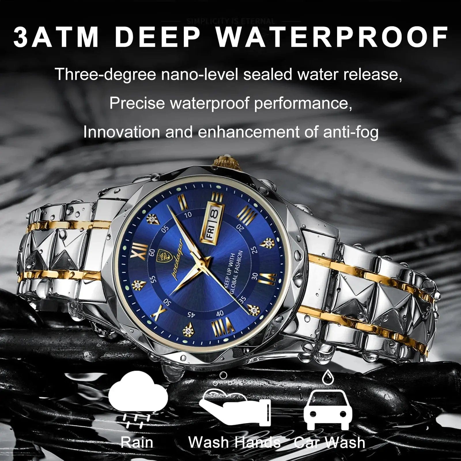 Waterproof Luminous Date Week Watches - Essentialshouses