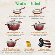 Essentialshouses 🍳11‑Piece Ceramic Nonstick Cookware Set – PTFE/PFOA/PFOS-Free, Coffee Ceramic Coating