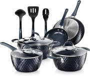 Essentialshouses Blue Diamond / United States 🍳11‑Piece Ceramic Nonstick Cookware Set – PTFE/PFOA/PFOS-Free, Coffee Ceramic Coating