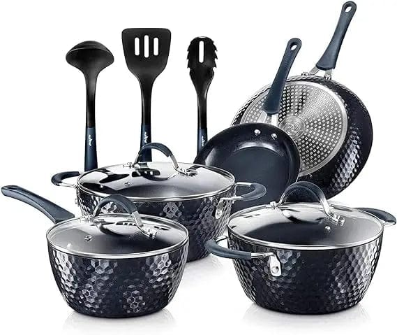 Essentialshouses Blue Diamond / United States 🍳11‑Piece Ceramic Nonstick Cookware Set – PTFE/PFOA/PFOS-Free, Coffee Ceramic Coating