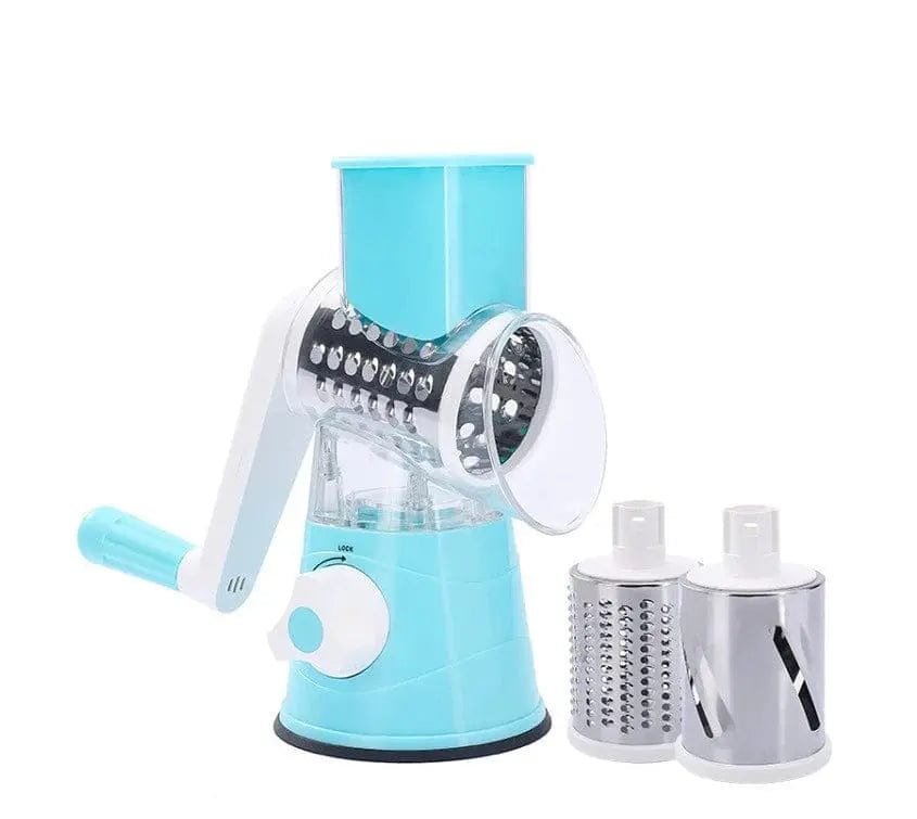 Essentialshouses Blue 🧀 Manual Rotary Cheese Grater – 3-in-1 Vegetable Slicer, Shredder & Chopper for Kitchen Use
