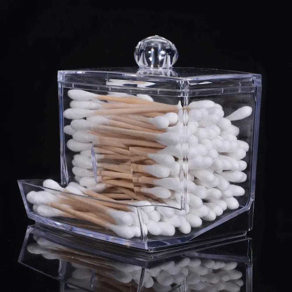 Essentialshouses 🧺 Cotton Swab Storage Box with Bamboo Lid – Elegant & Eco-Friendly Organization