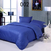 Essentialshouses King Blue Cotton Satin Stripe Bedding Set