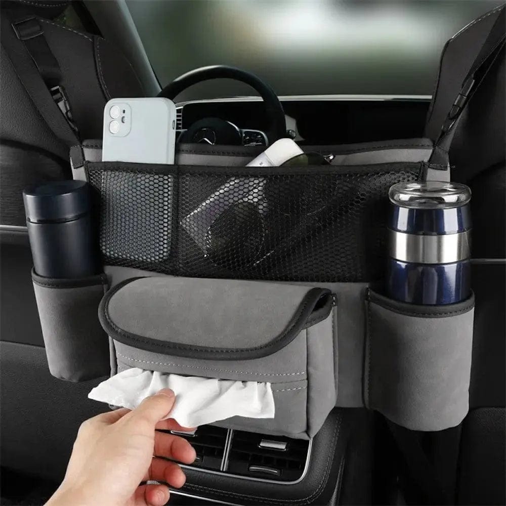 Essentialshouses Leather Car Seat Middle Hanger Storage Bag