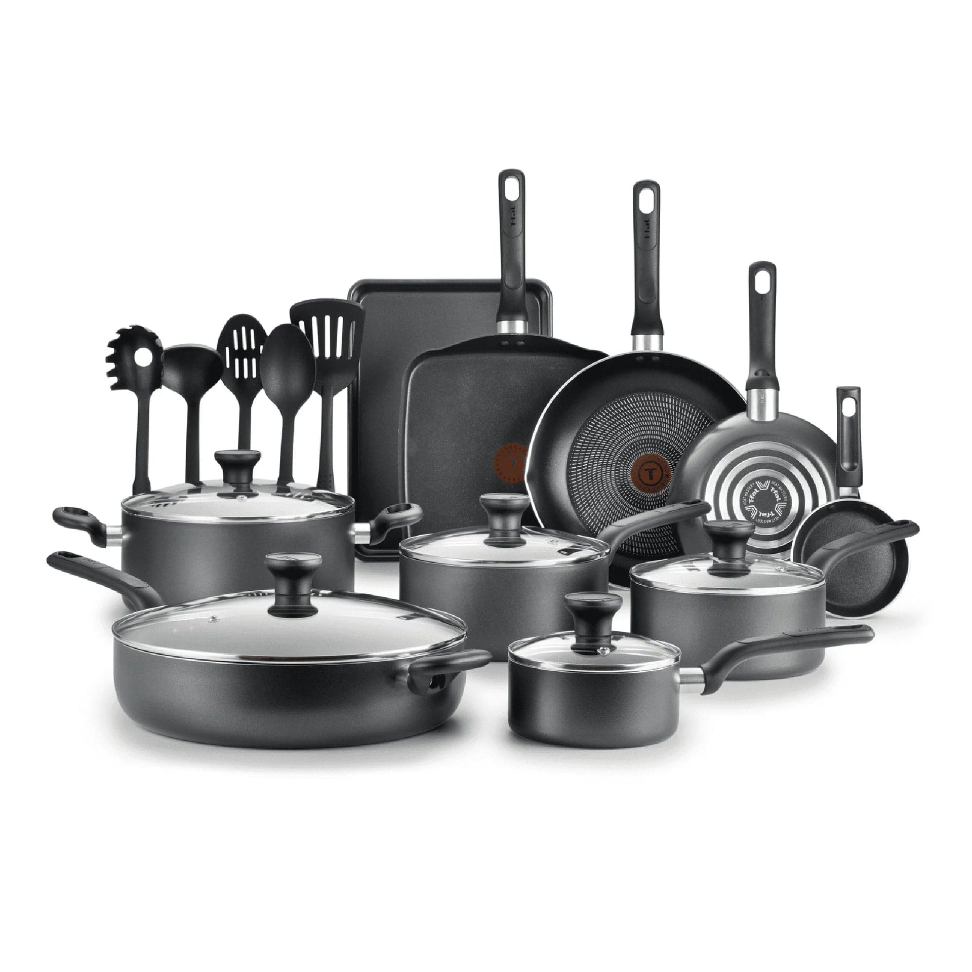 Essentialshouses Light Grey / Over Five-piece Set 🍳T‑fal 20‑Piece Easy Care Non‑Stick Cookware Set – Dishwasher & Oven Safe