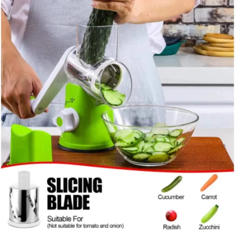Essentialshouses 🧀 Manual Rotary Cheese Grater – 3-in-1 Vegetable Slicer, Shredder & Chopper for Kitchen Use