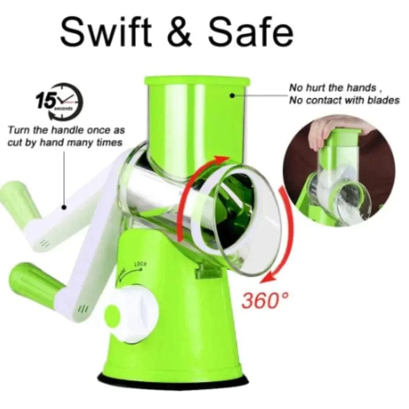 Essentialshouses 🧀 Manual Rotary Cheese Grater – 3-in-1 Vegetable Slicer, Shredder & Chopper for Kitchen Use