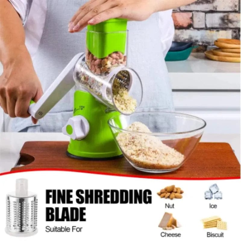 Essentialshouses 🧀 Manual Rotary Cheese Grater – 3-in-1 Vegetable Slicer, Shredder & Chopper for Kitchen Use
