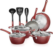 Essentialshouses Red / United States 🍳11‑Piece Ceramic Nonstick Cookware Set – PTFE/PFOA/PFOS-Free, Coffee Ceramic Coating