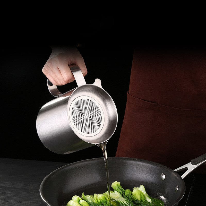 Essentialshouses Stainless Steel Oil Filter Pot π’οΈ Stainless Steel Kitchen Oil Filter Pot β Clean, Store & Reuse Cooking Oil Easily!