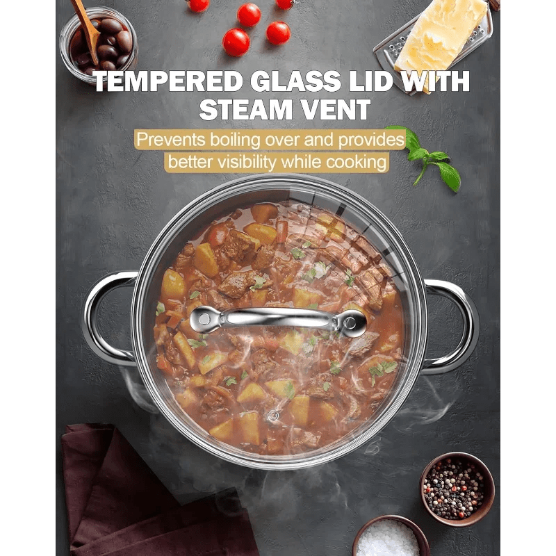 Essentialshouses United States 🍳12‑Piece Stainless Steel Cookware Set – Induction-Ready Pots & Pans with Lids