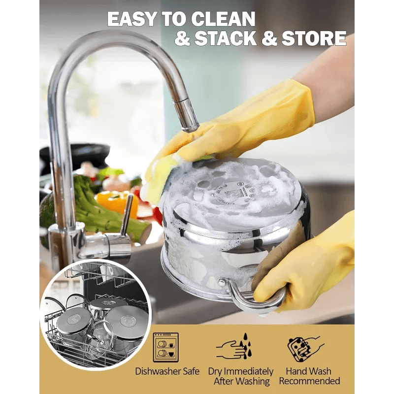 Essentialshouses United States 🍳12‑Piece Stainless Steel Cookware Set – Induction-Ready Pots & Pans with Lids