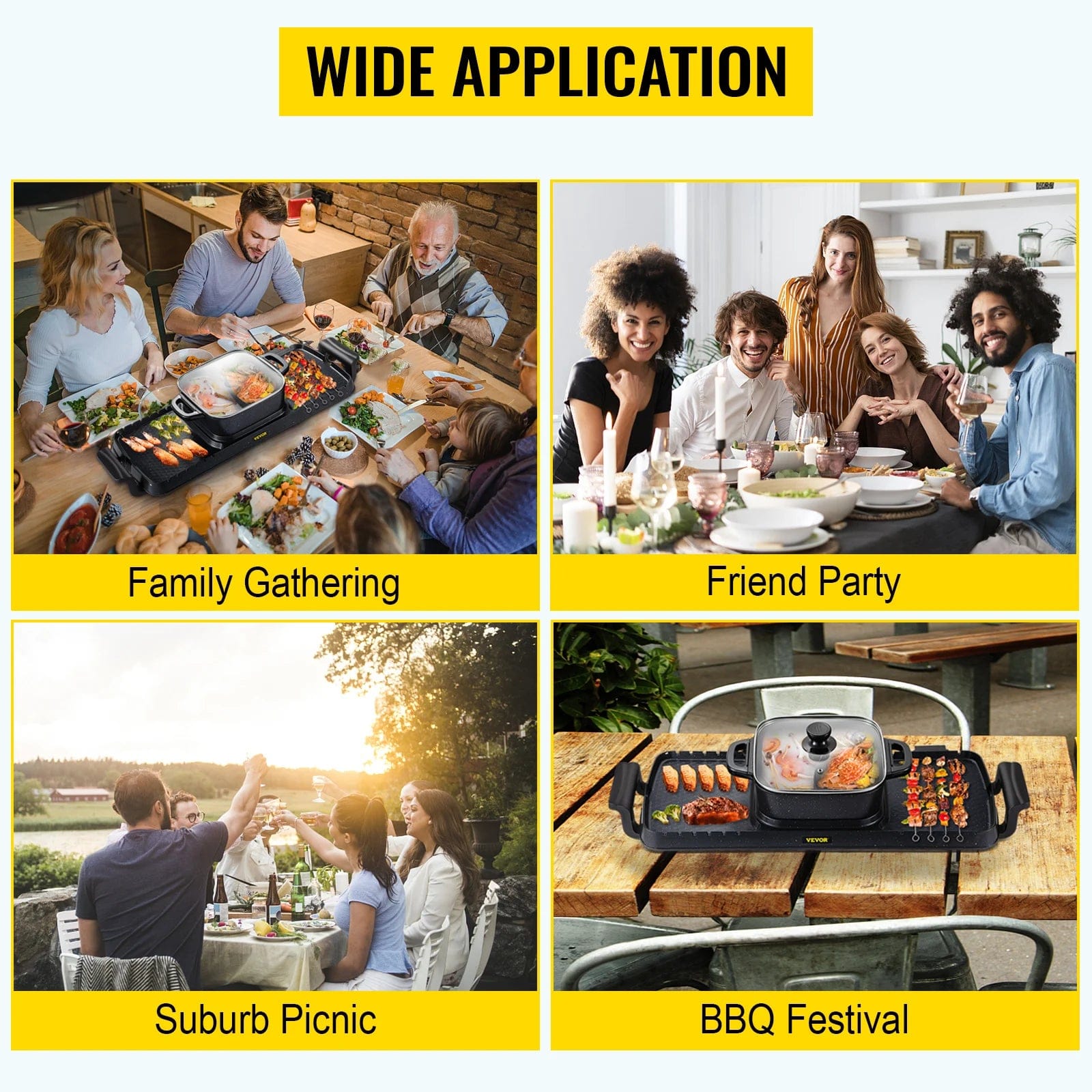 Essentialshouses 🔥VEVOR 2‑in‑1 Electric BBQ Grill & Hot Pot – 2400W Smokeless Nonstick Plate