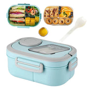 Essentials House Portable Lunch Box Compartment Wheat Straw Bento Carrying Handle Box Reusable Tableware Containers Meal