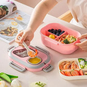 Essentials House Portable Lunch Box Compartment Wheat Straw Bento Carrying Handle Box Reusable Tableware Containers Meal