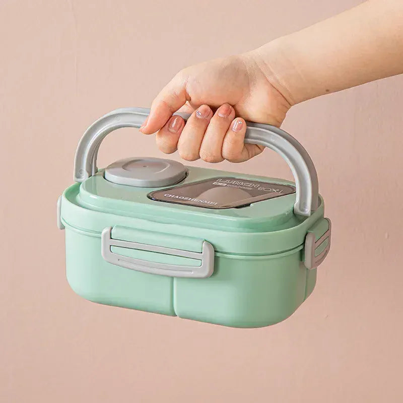 Essentials House Portable Lunch Box Compartment Wheat Straw Bento Carrying Handle Box Reusable Tableware Containers Meal
