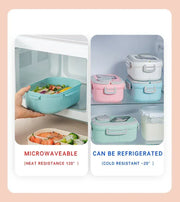 Essentials House Portable Lunch Box Compartment Wheat Straw Bento Carrying Handle Box Reusable Tableware Containers Meal