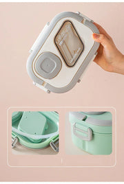 Essentials House Portable Lunch Box Compartment Wheat Straw Bento Carrying Handle Box Reusable Tableware Containers Meal