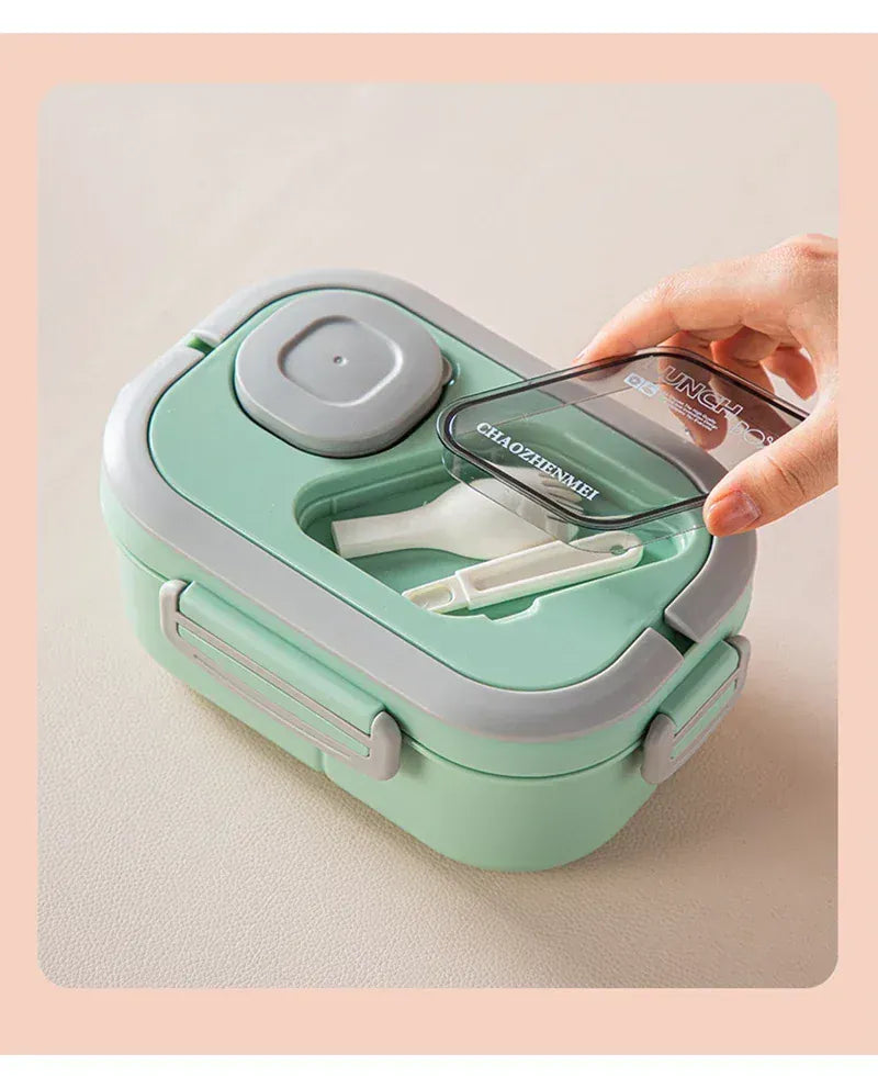 Essentials House Portable Lunch Box Compartment Wheat Straw Bento Carrying Handle Box Reusable Tableware Containers Meal