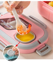 Essentials House Portable Lunch Box Compartment Wheat Straw Bento Carrying Handle Box Reusable Tableware Containers Meal
