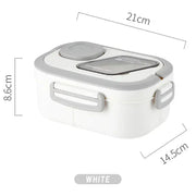 Essentials House Lunch-Box-White Portable Lunch Box Compartment Wheat Straw Bento Carrying Handle Box Reusable Tableware