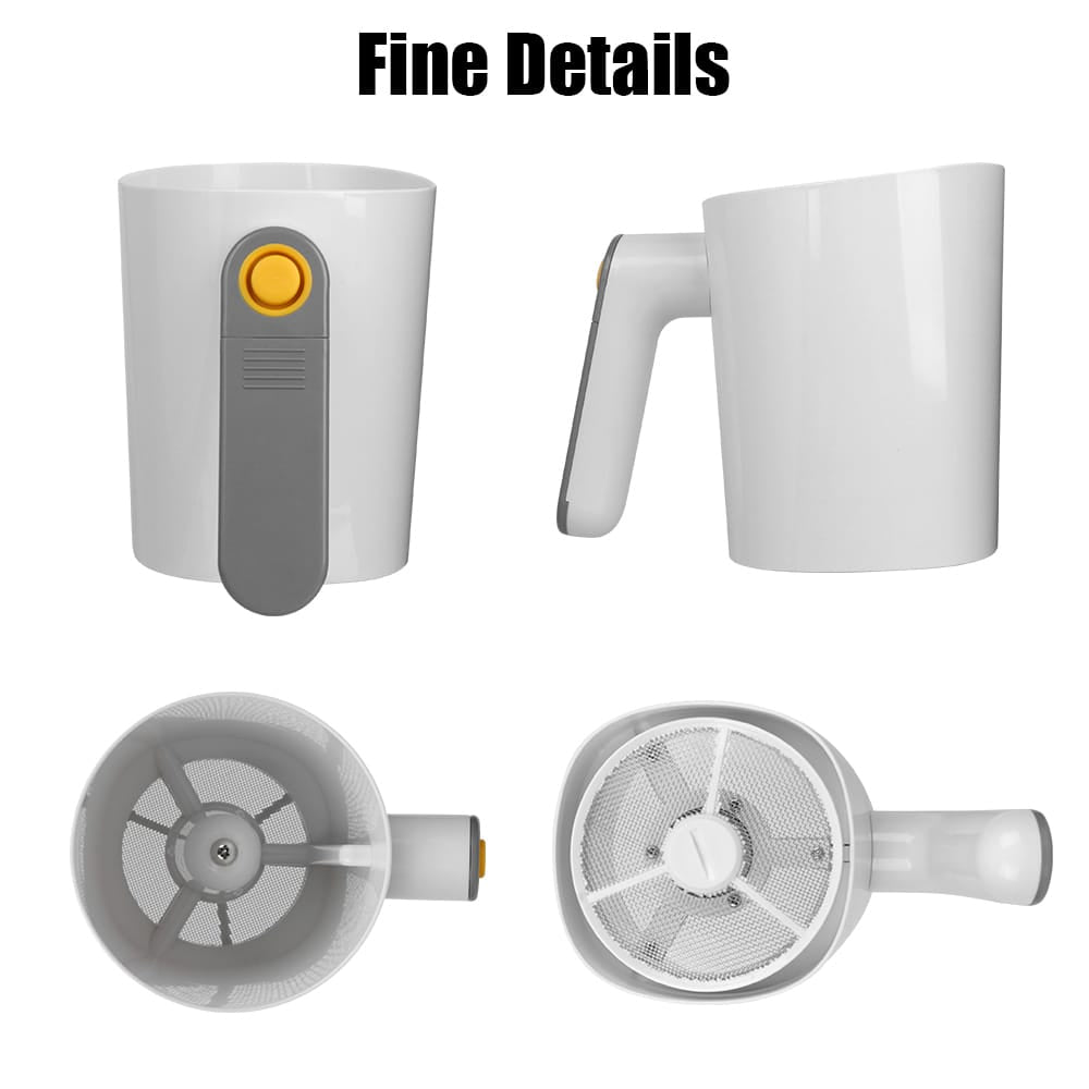 Essentials House WHITE Kitchen Pastry Cake Tool Handheld Stainless Steel Screen Cup Shaped Electric Flour Sieve Flour Sifter
