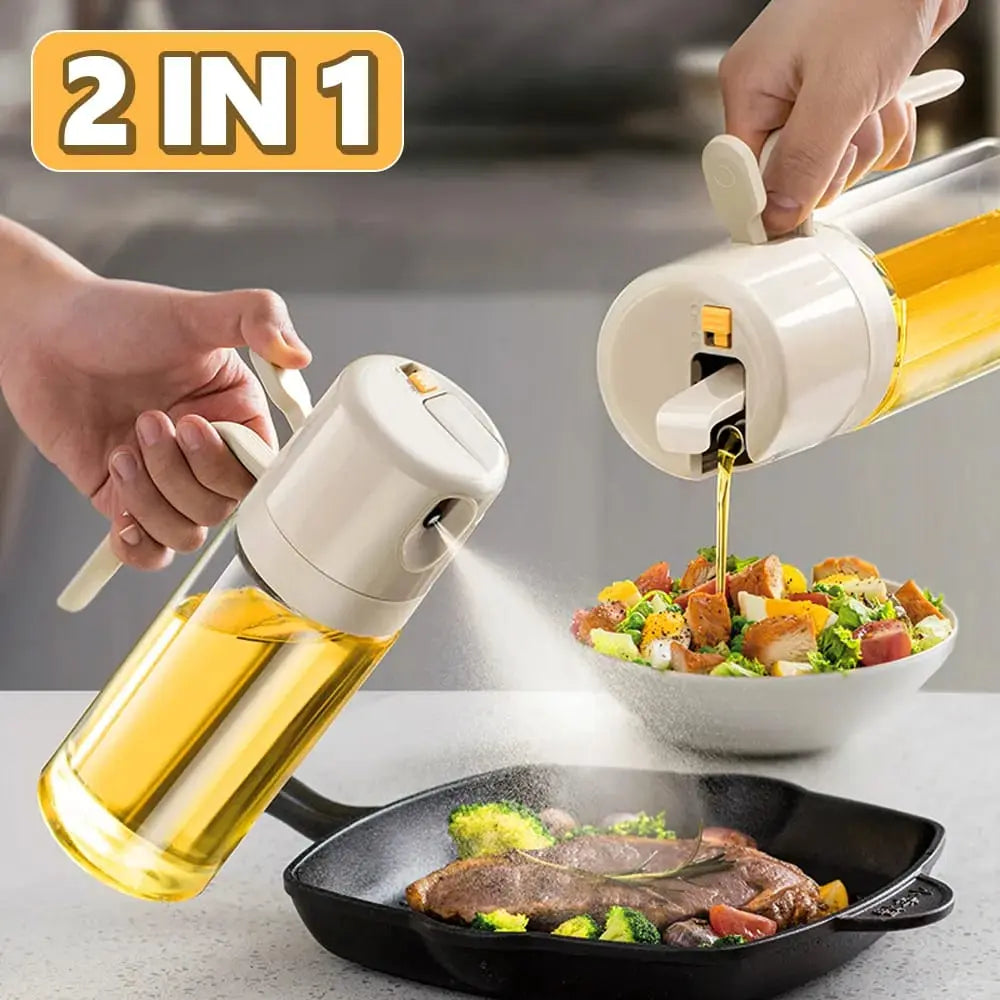Essentialshouses Kitchen Tools & Gadgets 2 In 1 Oil Sprayer Bottle BBQ Cooking Oil Dispenser Olive Oil Pourers Sprayer Kitchen Baking Oil Mister Vinegar Bottle