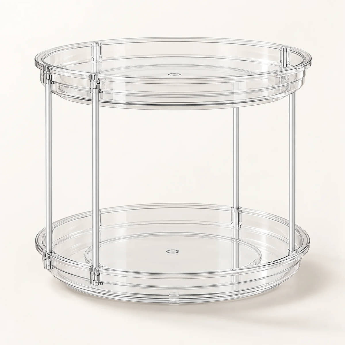 2-Tier Lazy Susan Turntable on a warm off-white background with a soft natural shadow.