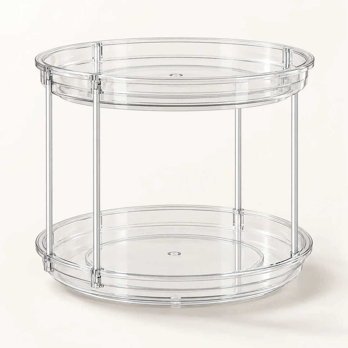 2-Tier Lazy Susan Turntable on a warm off-white background with a soft natural shadow.