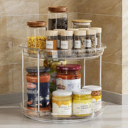 Essentials House Clear 1set 2 Tier Lazy Susan Turntable Organizer 9.25'' Rotating Spice Rack Organization for Cabinet