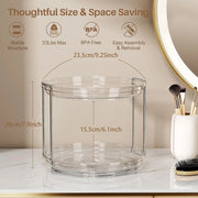 Essentials House Clear 1set 2 Tier Lazy Susan Turntable Organizer 9.25'' Rotating Spice Rack Organization for Cabinet