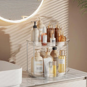 Essentials House Clear 1set 2 Tier Lazy Susan Turntable Organizer 9.25'' Rotating Spice Rack Organization for Cabinet