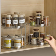 Essentials House Clear 1set 2 Tier Lazy Susan Turntable Organizer 9.25'' Rotating Spice Rack Organization for Cabinet