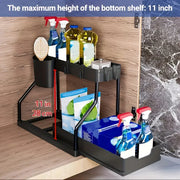 Essentials House Space Saving 2 Tier Pull Out Storage Box Durable Large Capacity Kitchen Bathroom Essential Drawer Organizer