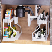 Essentials House Space Saving 2 Tier Pull Out Storage Box Durable Large Capacity Kitchen Bathroom Essential Drawer Organizer