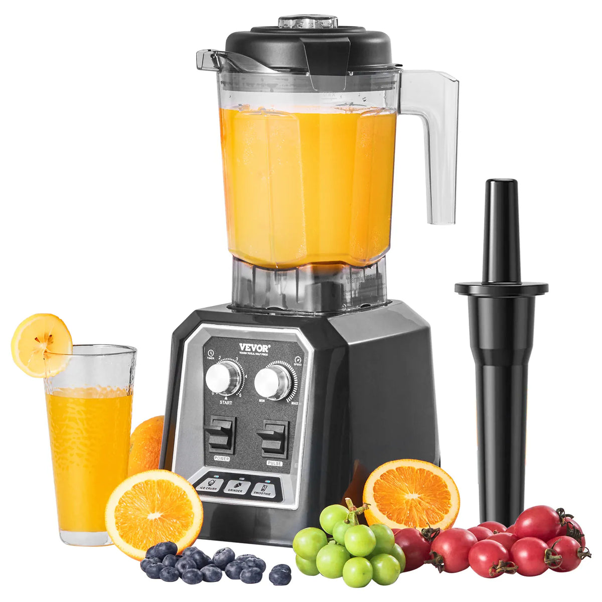 Essentials House WHITE 2L Smoothie Blender Professional Countertop Fruit Food Processor Mixer Maker with Stainless Steel
