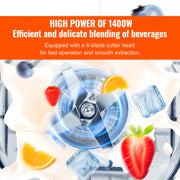 Essentials House WHITE 2L Smoothie Blender Professional Countertop Fruit Food Processor Mixer Maker with Stainless Steel